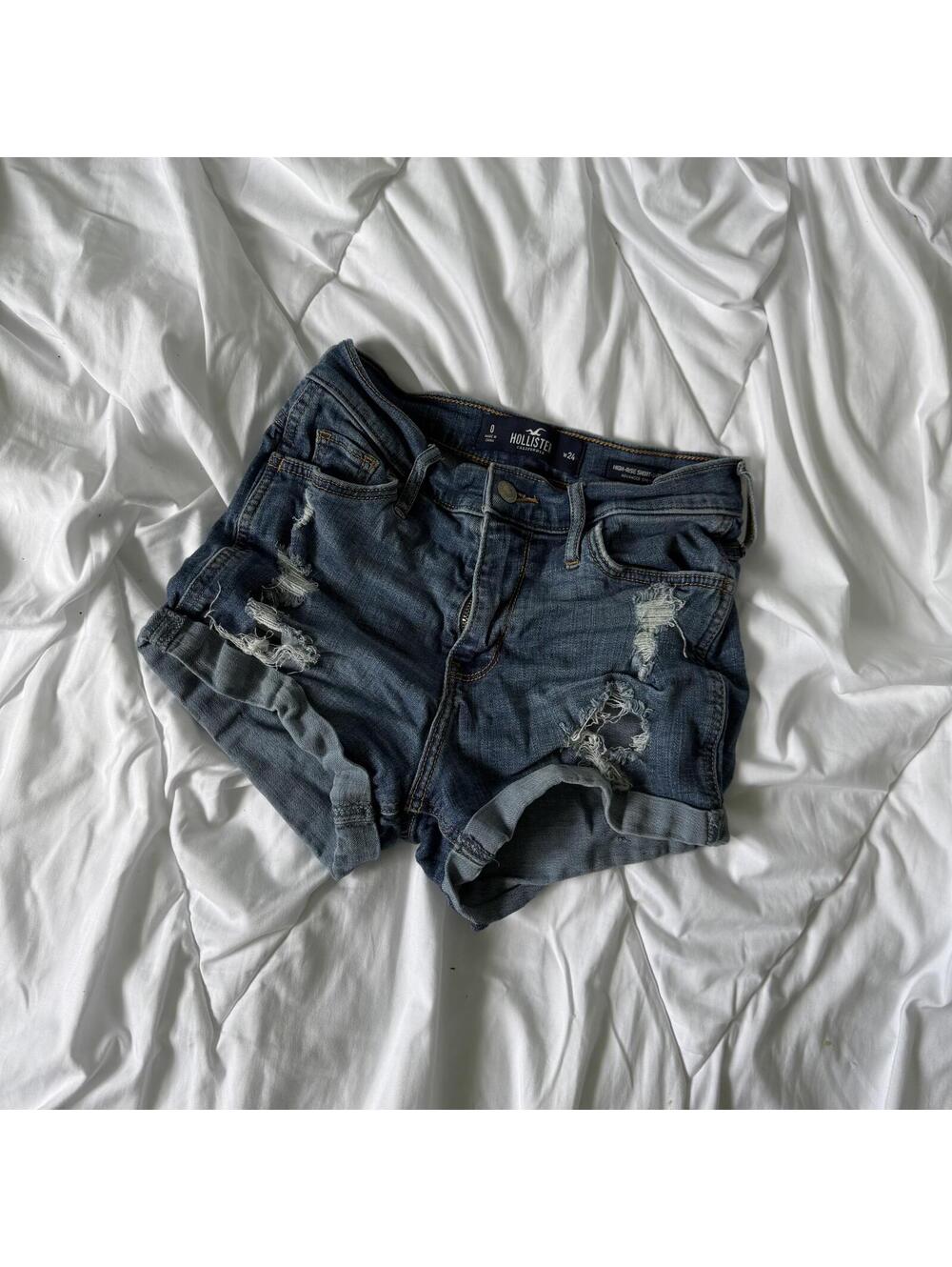 Size 0 23 W Blue Hollister Ripped Shorts
